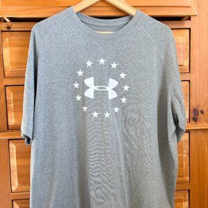 Under Armour Men's Heat Gear Graphic Logo Shirt Gray Size 2XLG Loose